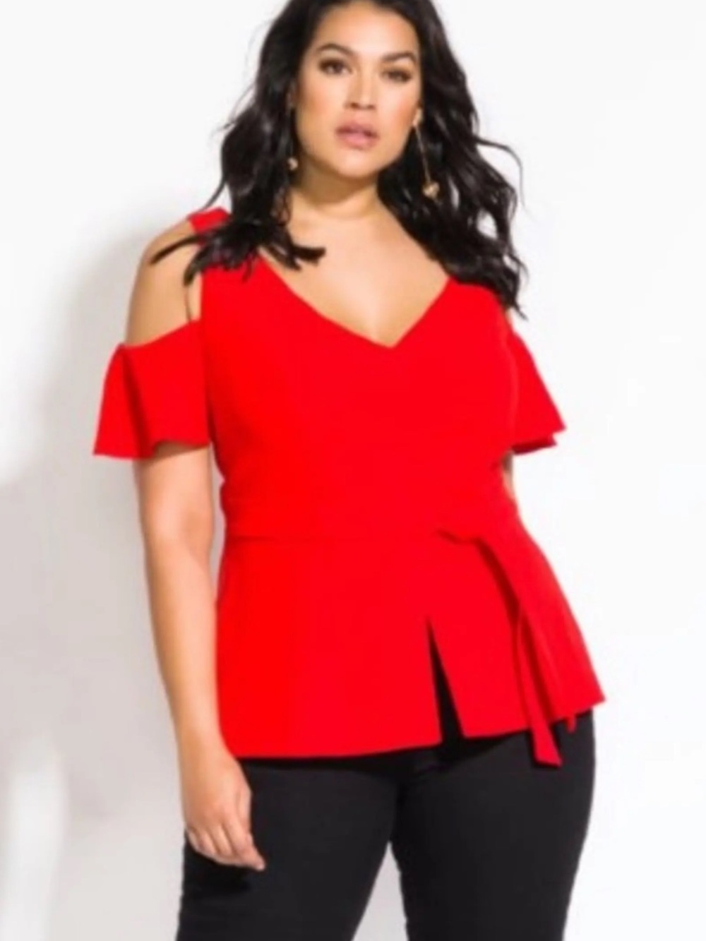 City Chic Red Tiger Lily Blouse